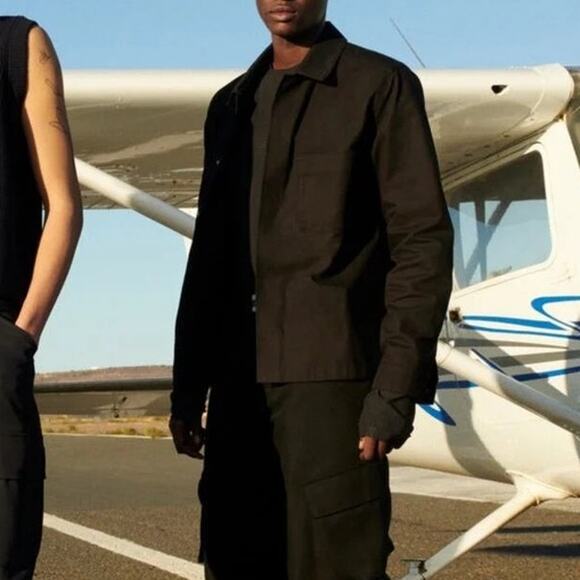 Zara Origins The Arrival Of Spring Denim Snap Chore Coat Lined Jacket Overshirt - Picture 4 of 9